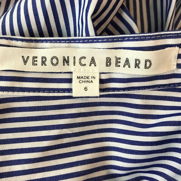 Veronica Beard Striped Mock Neck 3/4 Button Up Blouse Size 6 - Picture 6 of 7